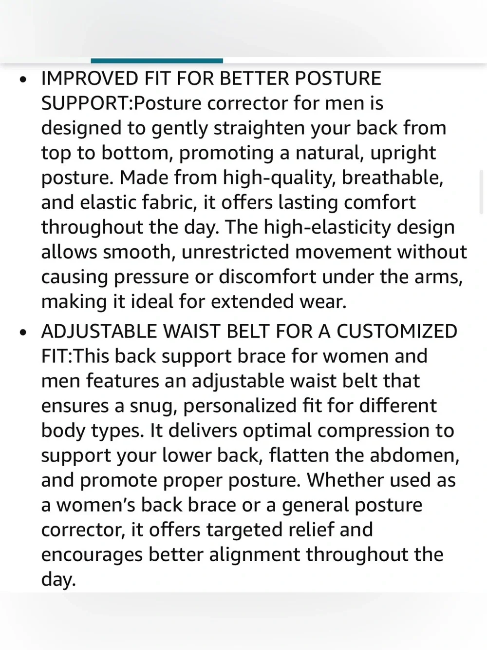 5/$30 Adjustable Black Posture Corrector Support Brace - Large NWT